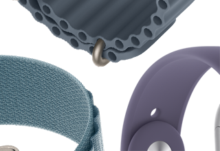 Remmer til Apple Watch Series 11: Sport Band i lilla dis, Ocean Band i ankerblå, Alpine Loop i lyseblå