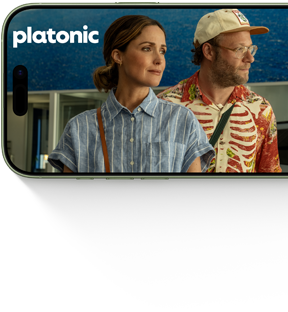 Skjermen på en iPhone 17 viser Apple TV+-serien Platonic